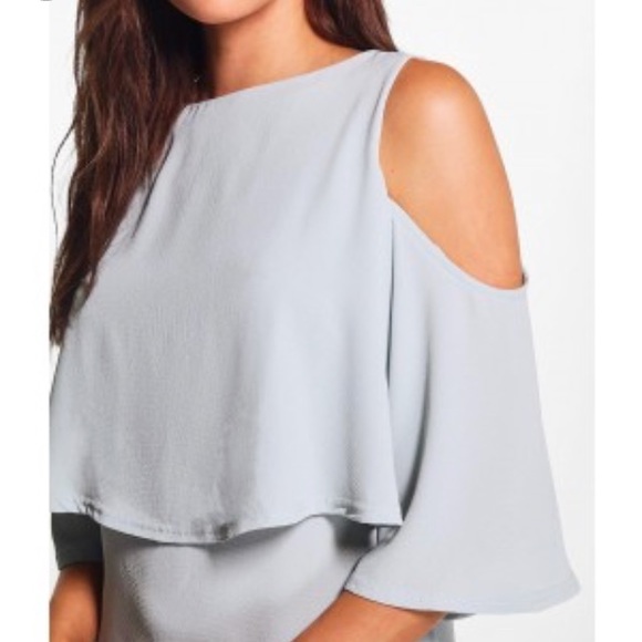 NWT light blue cold shoulder layered dress - Picture 3 of 5